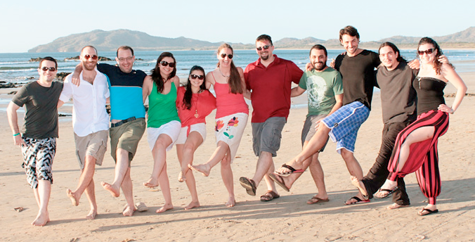 The AgilityFeat team on the beach in Tamarindo, Costa Rica